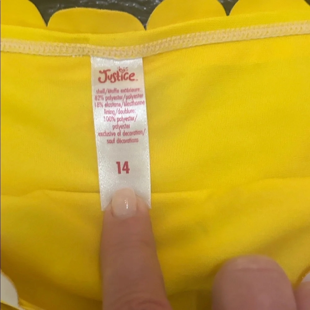 Girl's Justice Yellow & White Striped Scallop Bikini